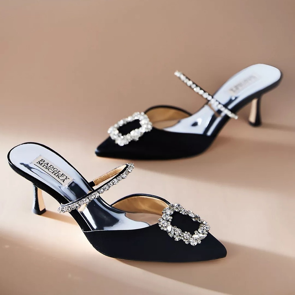 Badgley Mischka Flutter Pointed Toe Crystal Heels
